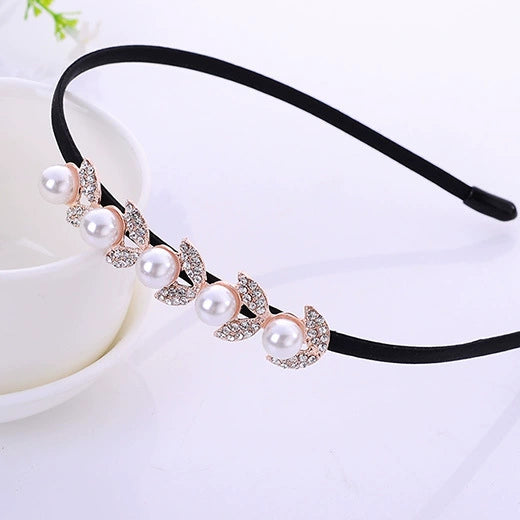 Alloy Rhinestone Bow Hairband For Children Electroplated Hair Accessories