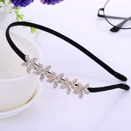 Alloy Rhinestone Bow Hairband For Children Electroplated Hair Accessories