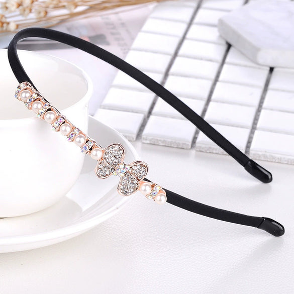 Alloy Rhinestone Bow Hairband For Children Electroplated Hair Accessories