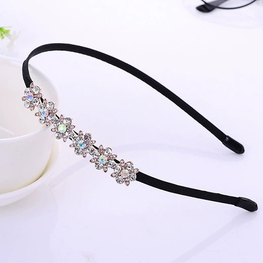 Alloy Rhinestone Bow Hairband For Children Electroplated Hair Accessories