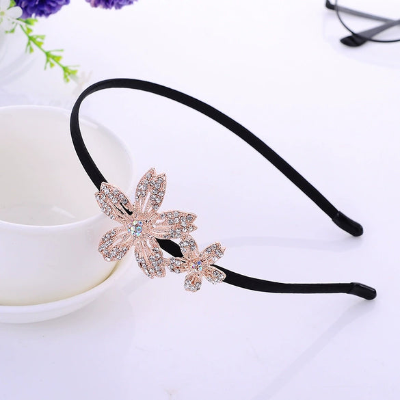 Alloy Rhinestone Bow Hairband For Children Electroplated Hair Accessories