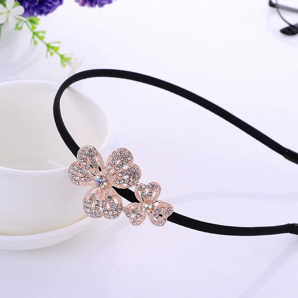 Alloy Rhinestone Bow Hairband For Children Electroplated Hair Accessories