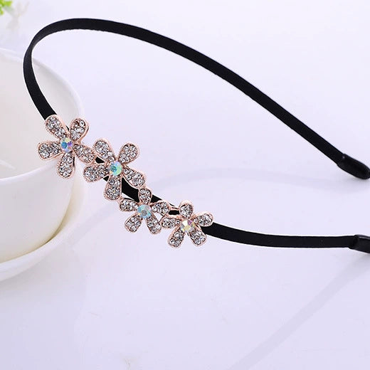 Alloy Rhinestone Bow Hairband For Children Electroplated Hair Accessories