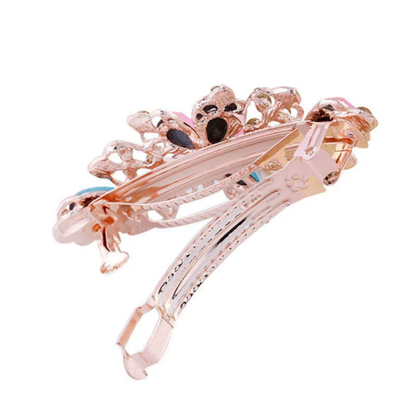 Alloy Rhinestone Bow Hairpin For Women Electroplated Hair Accessories