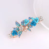 Alloy Rhinestone Bow Pearl Flower Crystal Hairpin For Women With Electroplating