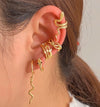 Alloy Rhinestone Butterfly Hollow Nonperforated Cartilage Earrings Electroplating Star And Moon Integrated Chain Ear Clip For Women Styling With Animals Zodiac Pattern
