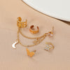 Alloy Rhinestone Butterfly Hollow Nonperforated Cartilage Earrings Electroplating Star And Moon Integrated Chain Ear Clip For Women Styling With Animals Zodiac Pattern