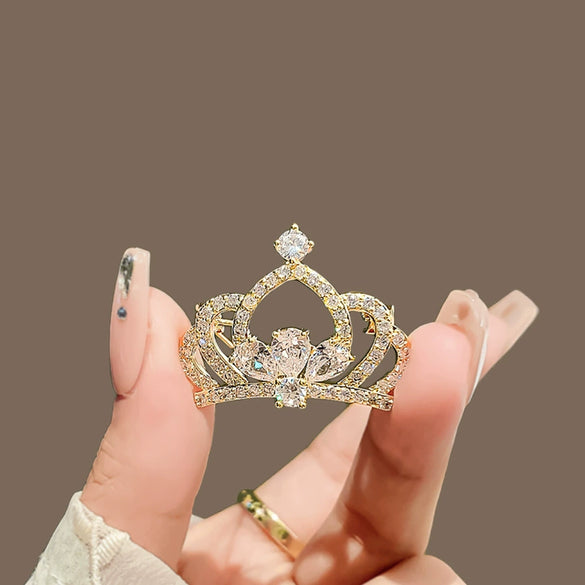 Alloy Rhinestone Crown Brooch Electroplating Female Accessories