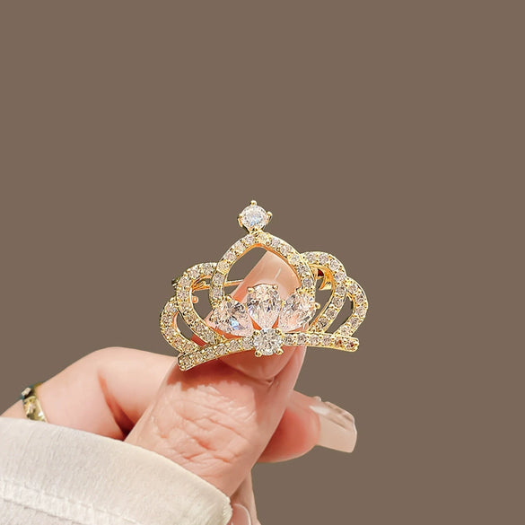 Alloy Rhinestone Crown Brooch Electroplating Female Accessories
