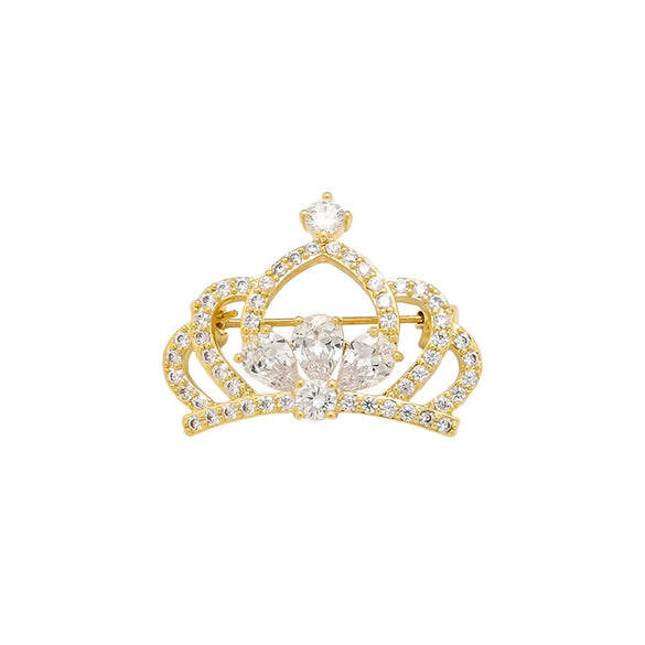 Alloy Rhinestone Crown Brooch Electroplating Female Accessories