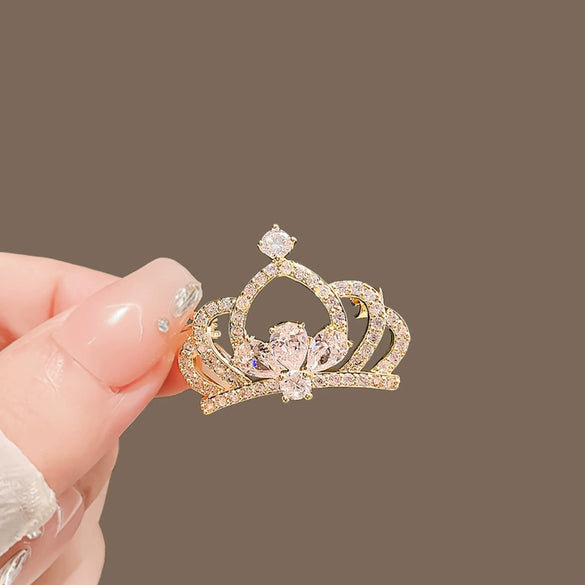Alloy Rhinestone Crown Brooch Electroplating Female Accessories