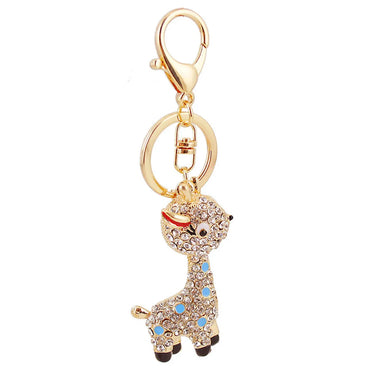 Alloy Rhinestone Deer  Keychain