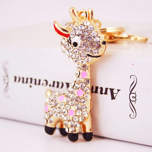 Alloy Rhinestone Deer  Keychain