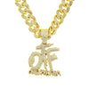 Alloy Rhinestone Diamond Alphabet Cuban Chain Men's Hiphop Pendant Necklace