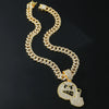 Alloy Rhinestone Diamond Emoji Anger Pendant Cuban Chain Hiphop Men's Necklace