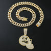Alloy Rhinestone Diamond Emoji Anger Pendant Cuban Chain Hiphop Men's Necklace