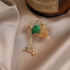 Alloy Rhinestone Electroplated Ginkgo Leaf Flower Brooch For Women