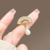 Alloy Rhinestone Fan Pearl Brooch Electroplating Women's Accessories