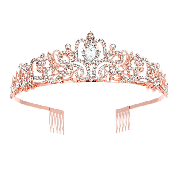 Alloy Rhinestone Fashion Crown Bridal Headdress Hair Accessories With Plating Point Drill