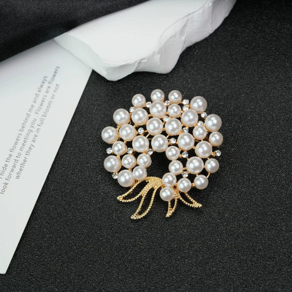 Alloy Rhinestone Flower Electroplated Brooch For Unisex As Clothing Accessory