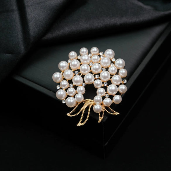 Alloy Rhinestone Flower Electroplated Brooch For Unisex As Clothing Accessory