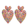 Alloy Rhinestone Heartshaped Colored Diamond Earrings For Women