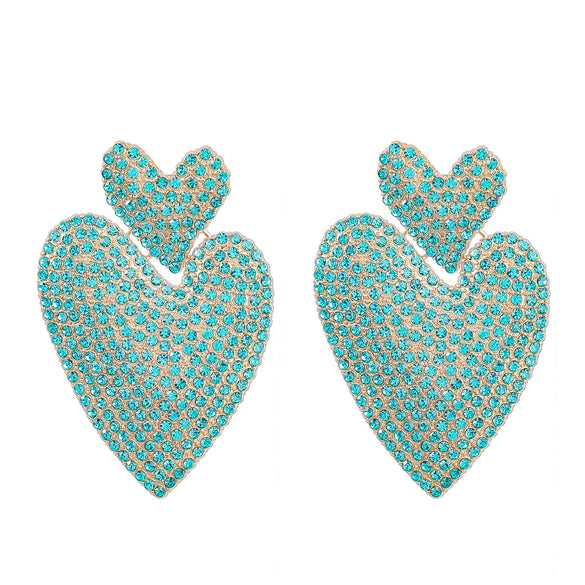 Alloy Rhinestone Heartshaped Colored Diamond Earrings For Women