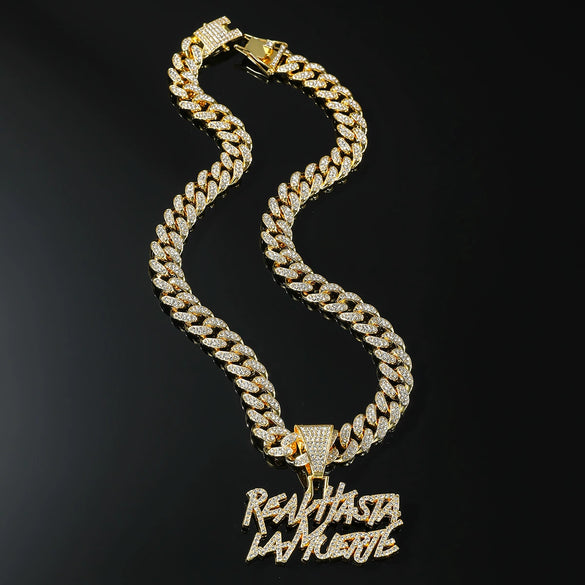 Alloy Rhinestone Hip Hop Letter Pendant Necklace