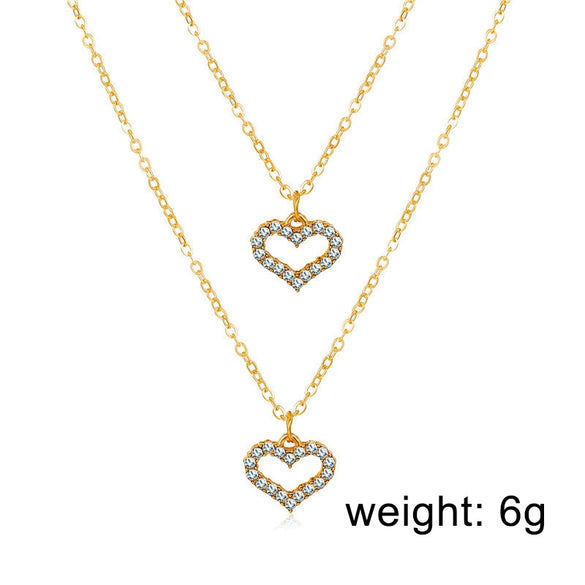 Alloy Rhinestone Microinlay Love Peach Heart Necklace 2Piece Set With Ochain
