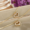 Alloy Rhinestone Microinlay Love Peach Heart Necklace 2Piece Set With Ochain