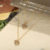 Alloy Rhinestone Microinlay Love Peach Heart Necklace 2Piece Set With Ochain