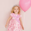Alloy Ribbon Badge Crown Threepiece Set Pink Headwear For Baby Girl Dress Up With Printing Process