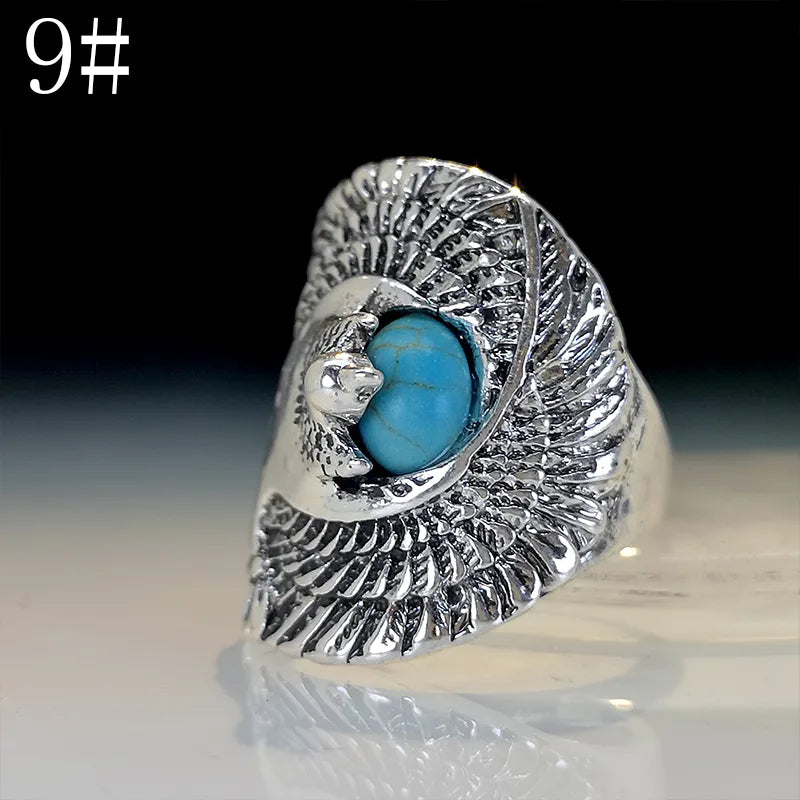 Ethnic Style Animal Alloy Turquoise Ancient Silver-Plated