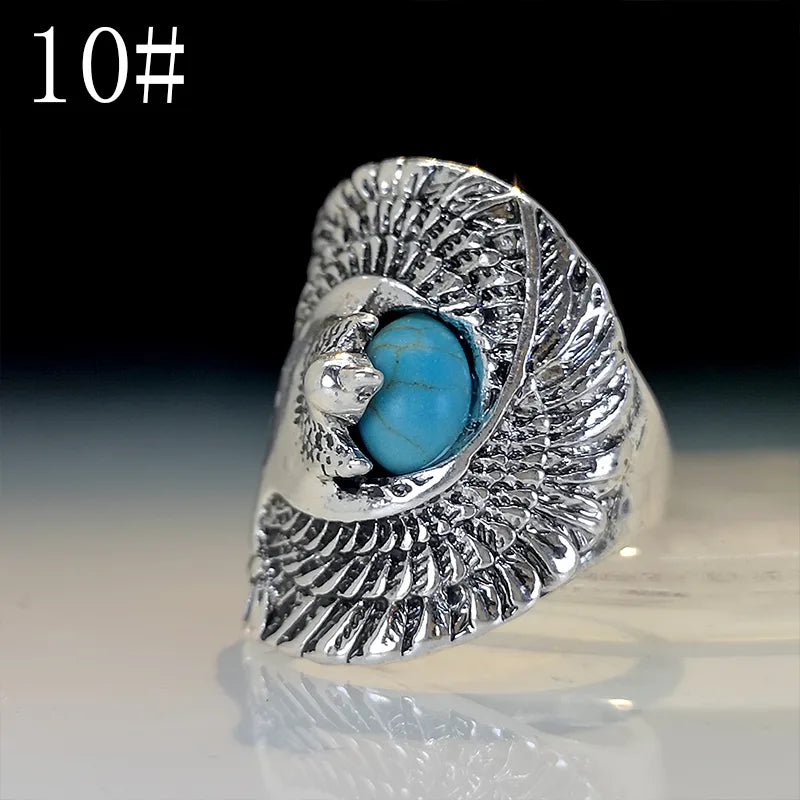 Ethnic Style Animal Alloy Turquoise Ancient Silver-Plated