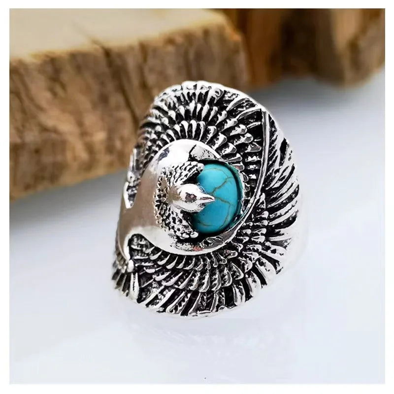 Ethnic Style Animal Alloy Turquoise Ancient Silver-Plated