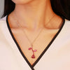 Alloy Rose Flower Pendant Necklace With Baking Paint For Women