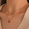 Alloy Rose Flower Pendant Necklace With Baking Paint For Women