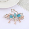 Alloy Rose Gold Plated Butterfly Cat's Eye Stone Horizontal Clip Tassel Hairpin For Women