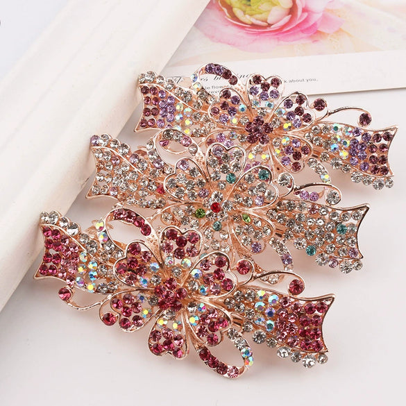 Alloy Rose Gold Plated Rhinestone Hairpin For Ladies