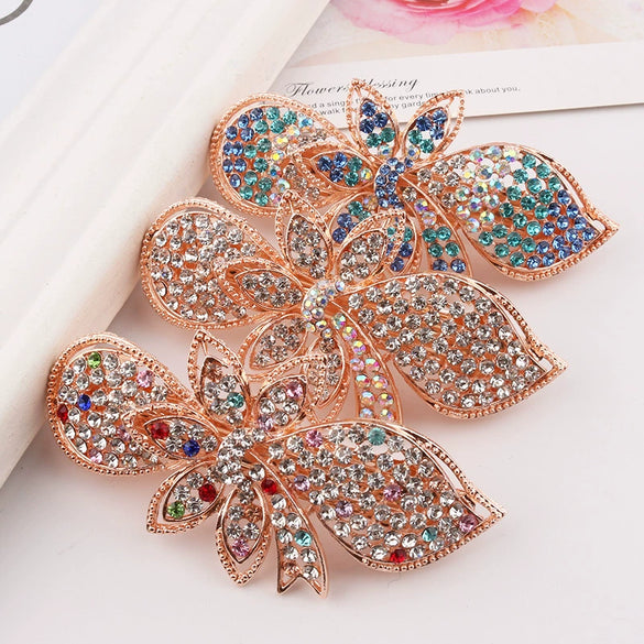Alloy Rose Gold Plated Rhinestone Hairpin For Ladies