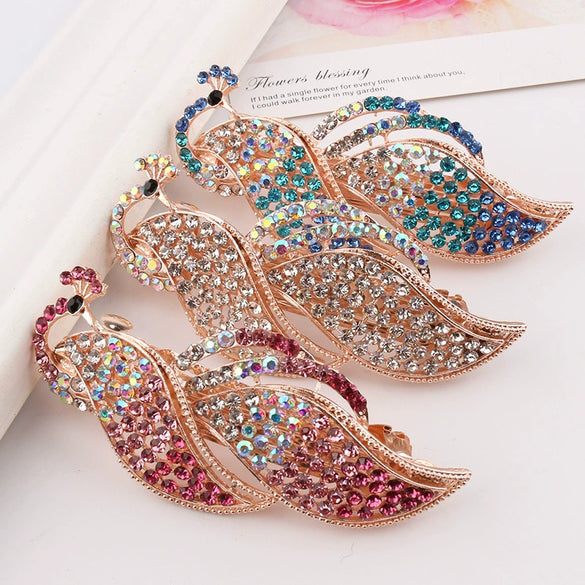 Alloy Rose Gold Plated Rhinestone Hairpin For Ladies