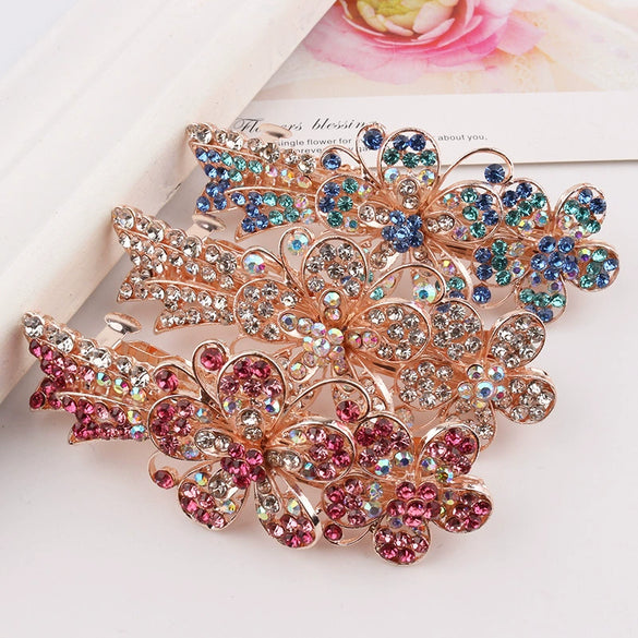 Alloy Rose Gold Plated Rhinestone Hairpin For Ladies