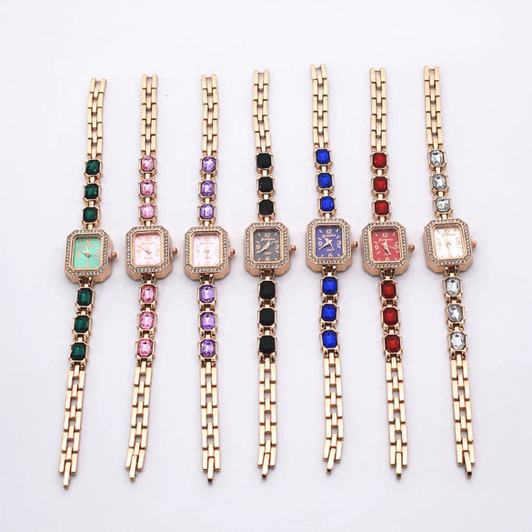 Alloy Rose Gold Women's Bracelet Watch Square Diamond Casual Quartz Watch