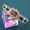 Alloy Rose Gold Women's Bracelet Watch Square Diamond Casual Quartz Watch