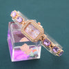 Alloy Rose Gold Women's Bracelet Watch Square Diamond Casual Quartz Watch