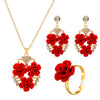 Alloy Rose Jewelry Set Electroplated Women's Necklace Earrings Ring