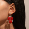 Alloy Rose Jewelry Set Electroplated Women's Necklace Earrings Ring