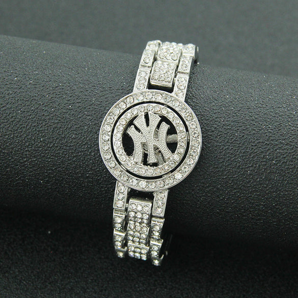 Alloy Rotatable Letter Diamond Hiphop Style Watch Chain Bracelet