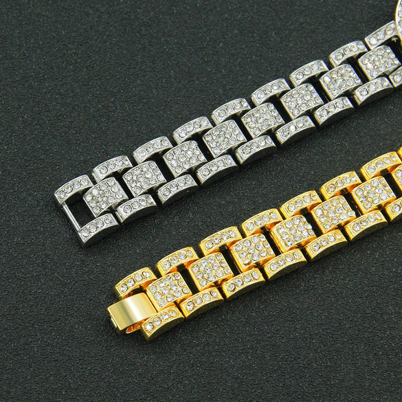Alloy Rotatable Letter Diamond Hiphop Style Watch Chain Bracelet
