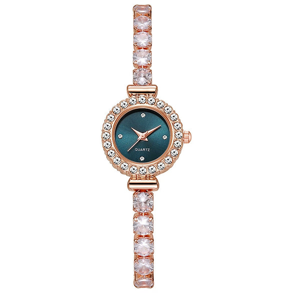 Alloy Round Pigeon Egg Rhinestone Twist Chain Women's Quartz Watch